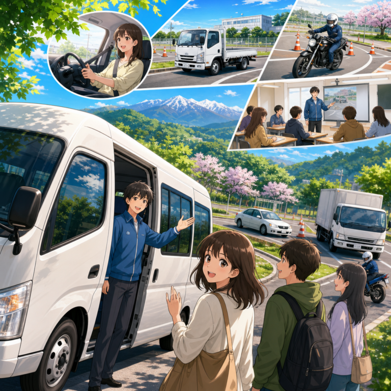 福島県東部自動車教習所と仮免検定へ通う無料送迎バス