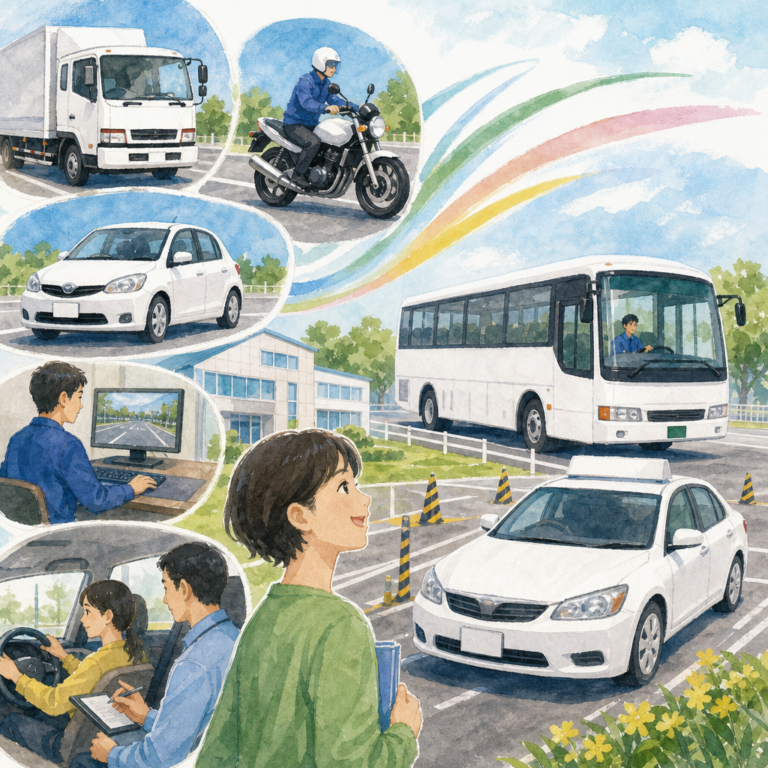 準中型入校と無料送迎で仮免・卒業検定に備える