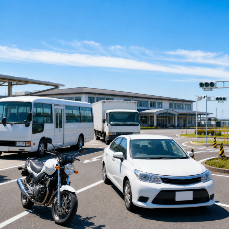 普通・準中型・二輪の入校と無料送迎、検定準備