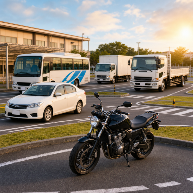 普通自動二輪車も検定前夜に整える無料送迎と準中型入校